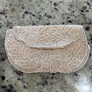 Vintage- Walborg made in Belgium by hand strapless clutch. Color- Peach